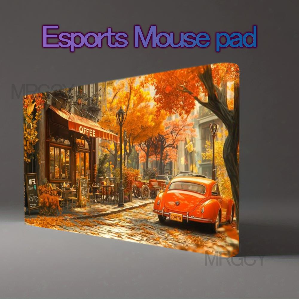 Retro Gaming Cafe - Europese stad, straatcafé, retro, oranje, klassieke
