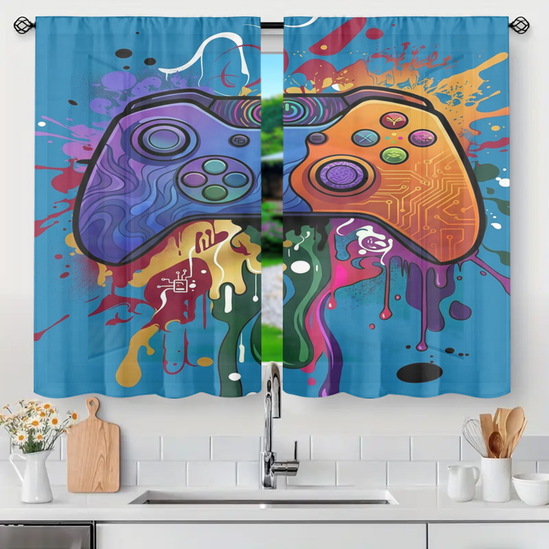 Retro Gaming Cafe - Retro Gaming Gordijn Videogame Decor Controller