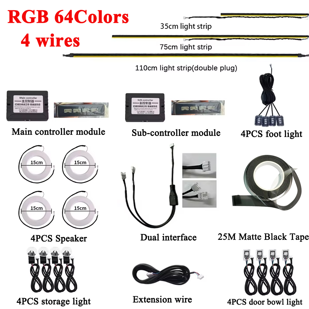 RGB 64 Kleuren LED Auto Omgevi - Controller Extension Cord recensie en prijs
