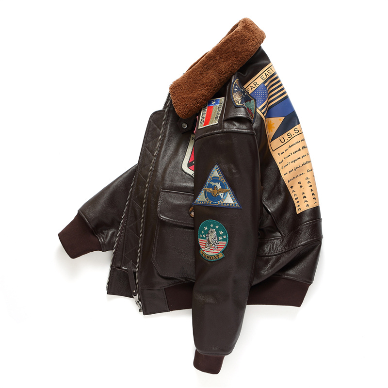 Donkerbruin pilotenleren jack  - Retro Gaming Jacket recensie en prijs